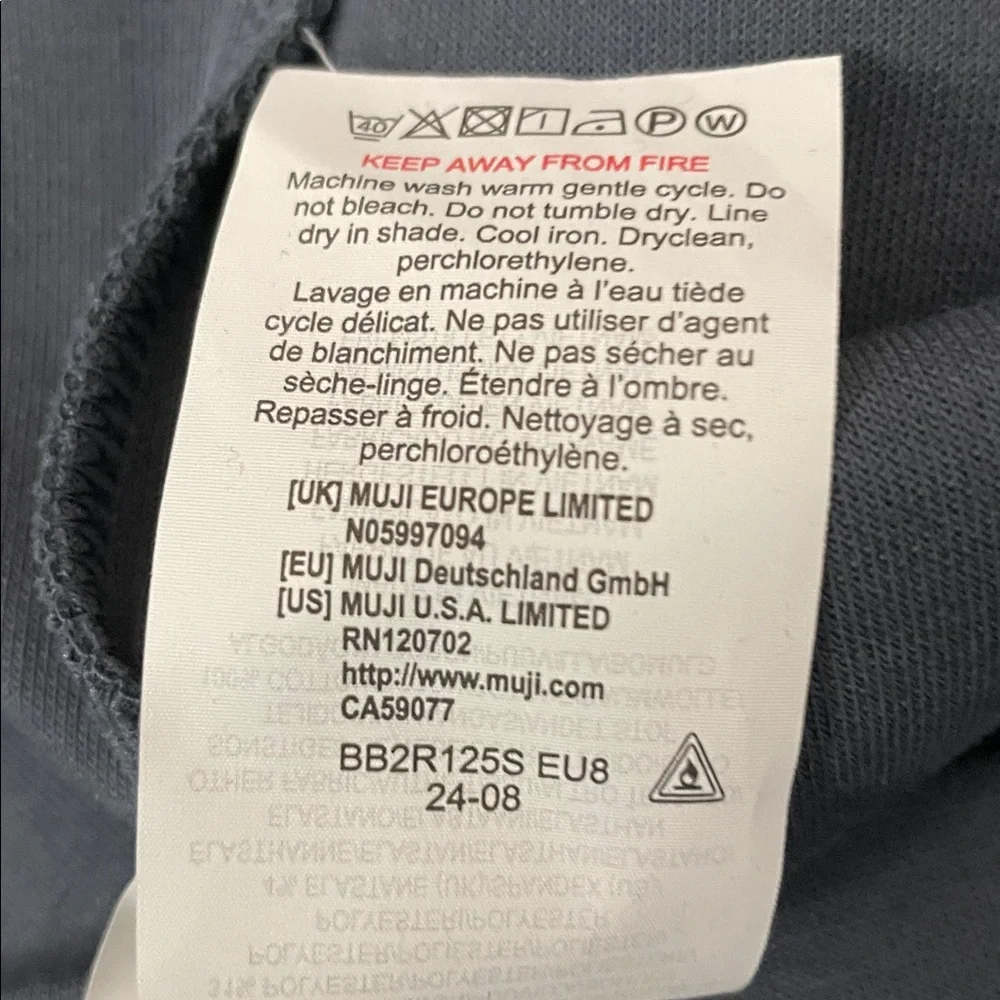Muji Blue Snap Cardigan Sweatshirt Womens Size Medium M Scuba Cotton Fleece - Picture 11 of 11